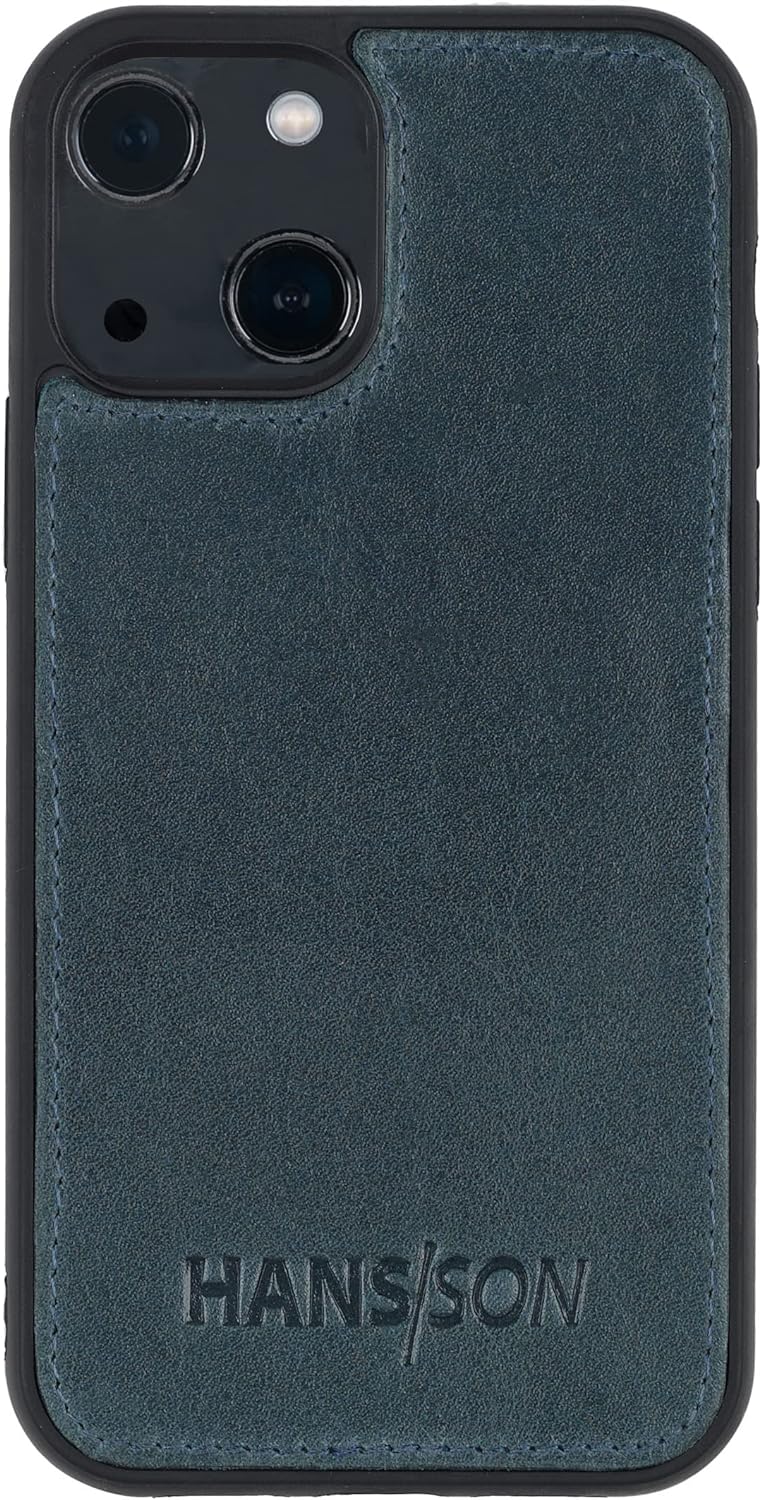 HANS/SON Hülle aus Echtleder | iPhone 13 Ledercase | Stossfest | Dünn | MagSafe | Schutzhülle iPhone
