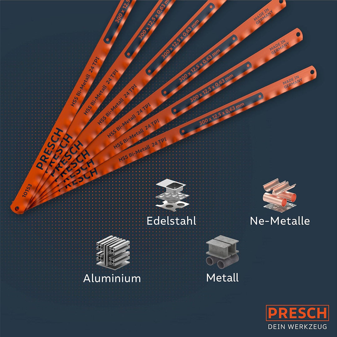 Presch Metallsägeblatt Set 300mm 6 Stk. - Original PUK Sägeblätter für 300mm Handsägen - Bi-Metallsä