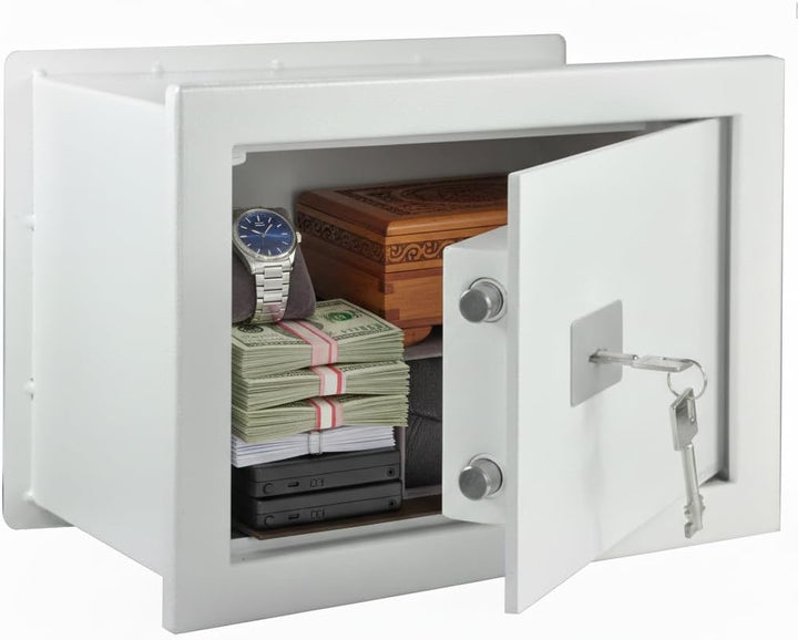 Wandsafe Einmauertresor 360 x 210 x 195 mm 9 kg Schlüsseltresor mit Doppelbartschloss Graphitfarben