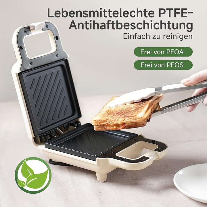 SIMPLUS Sandwichmaker Klein für Knusprige Dreiecks, Sandwichtoaster, 650W, Antihaftbeschichtete Plat