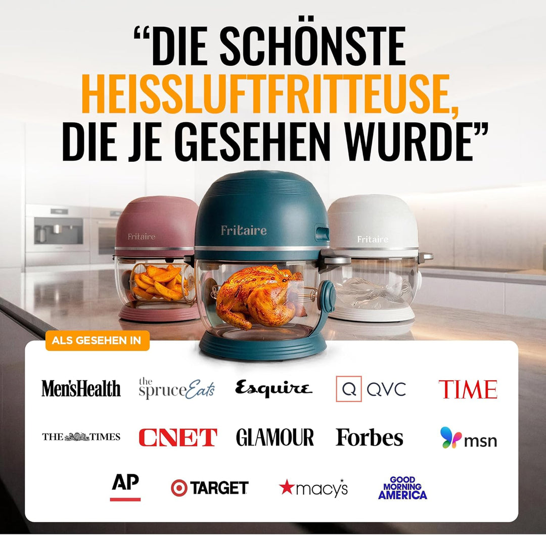 Fritaire Ungiftiger Glas-Airfryer™, 5L – 360° Sicht, Selbstreinigung, 400°F Heissluft-Vortex für gle