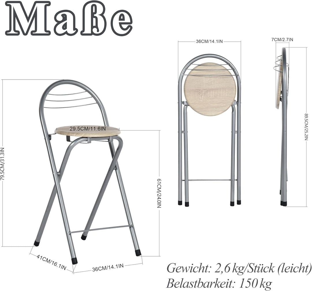 Liink1Ga 1 Stück Barhocker Klappbar mit Lehne, Klapphocker Faltbar Bar Hocker Klappbar Stuhl Barstüh