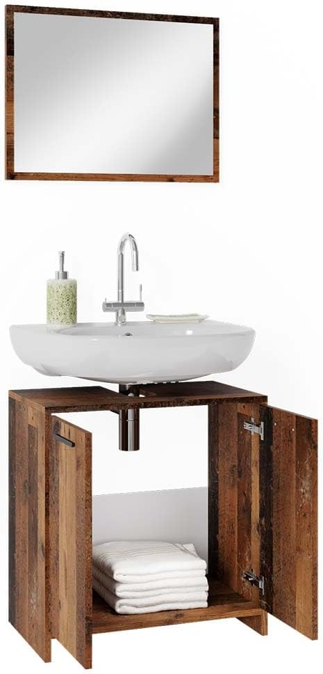 Vicco Badmöbel Set Kiko, Eiche rustikal, 2 Teile Eiche Rustikal Set 1, Eiche Rustikal Set 1