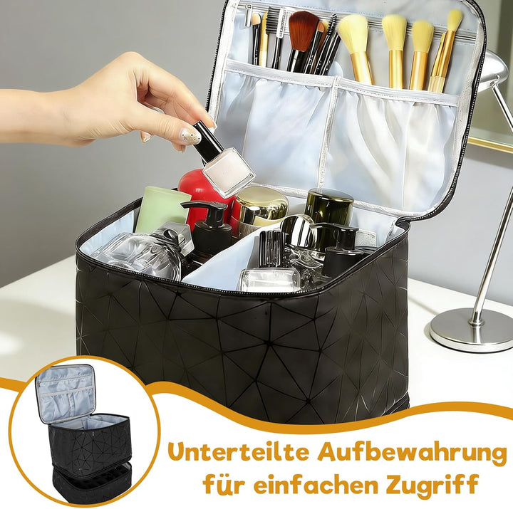 Nagellack Aufbewahrung, Doppelschicht Nagellack Organizer Tasche, Kosmetikkoffer wasserdichter tragb