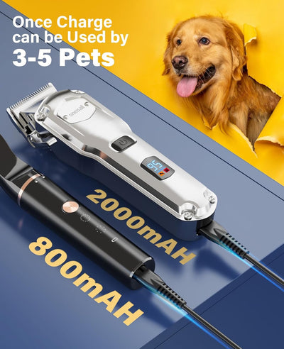 oneisall Hundeschermaschine und Pfotentrimmer 2in1 Set, IPX7 Wasserdicht Schermaschine hund Dichtes