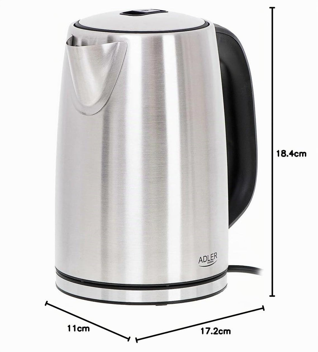 ADLER AD 1340 1,7L Stahlkessel mit LCD, Wasserkocher mit Temperaturkontrolle, silber