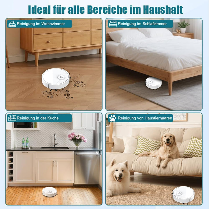 Aohcae Mini Saugroboter, 3-in-1 Mini Staubsauger Roboter, Kleiner Automatischer Staubsauger für Auto