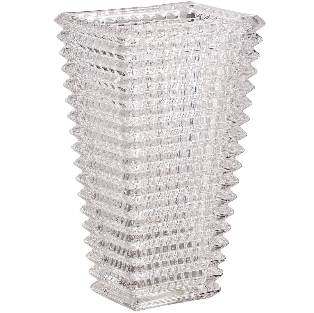 Kristallvase, Glasvase, klare Vase, moderne Vase, dekorative Vase, quadratische Glasvase, grosse Gla