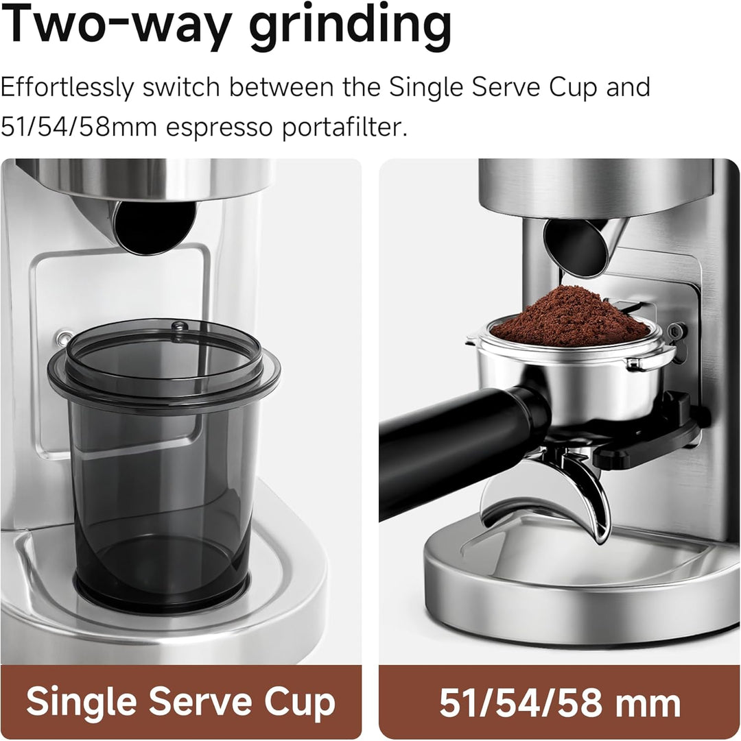 HIBREW G7 Espressomühle mit Kegelsenker, magnetischer Messbecher, Metallgehäuse, 48 Mahlstufen - für