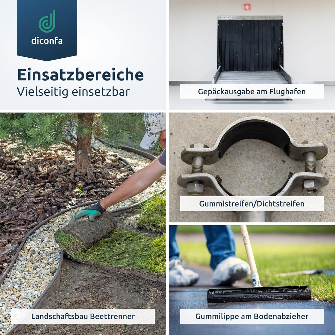 diconfa Gummistreifen BREITE 150mm (15cm) - WÄHLBAR - DICKE: 1 bis 10mm - LÄNGE: 0,05 bis 10m - Ausw