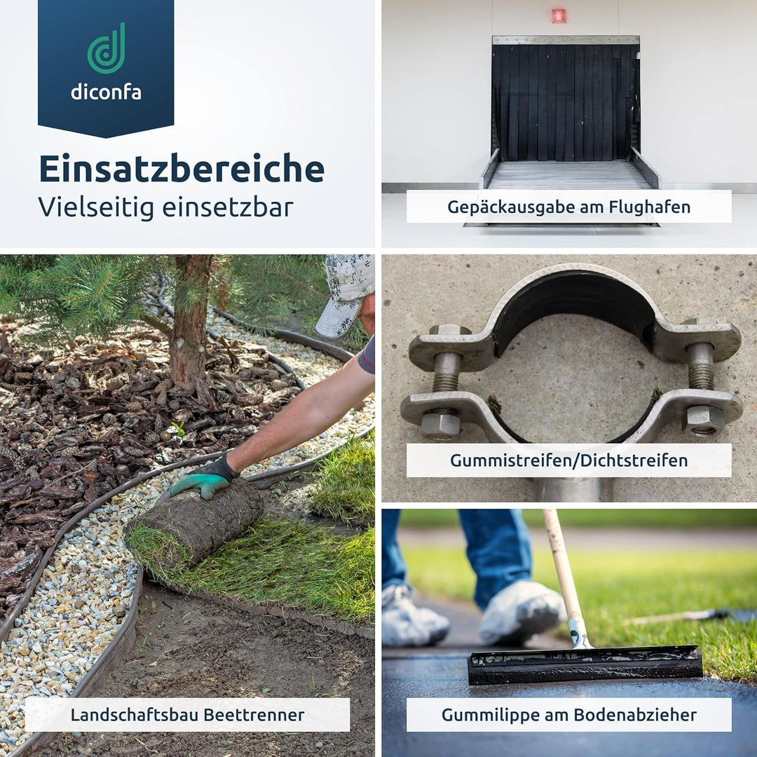 diconfa Gummistreifen SBR 150mm 15cm 0,15m BREIT, 10000mm LANG, 0,5mm STARK | WÄHLEN: DICKE 0,5 bis