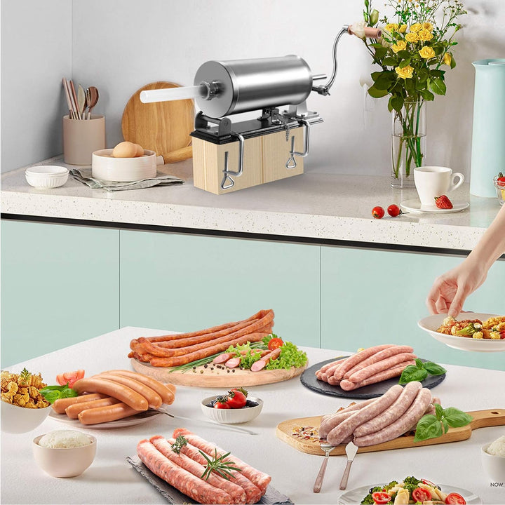 DREAMADE 3,6 L Wurstfüller Manuell, Wurstfüllmaschine mit 4 Füllrohre, Wurstfüller Edelstahl Wurstma
