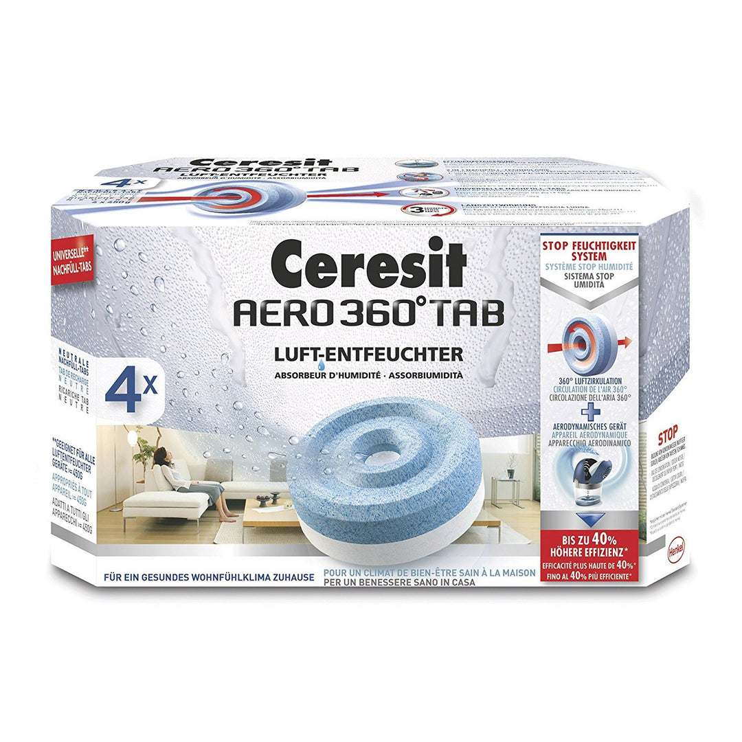 Ceresit 1655660 Aero 360 Grad Luftentfeuchter Nachfüller 4 Nachfülltabs, 4 Nachfülltabs
