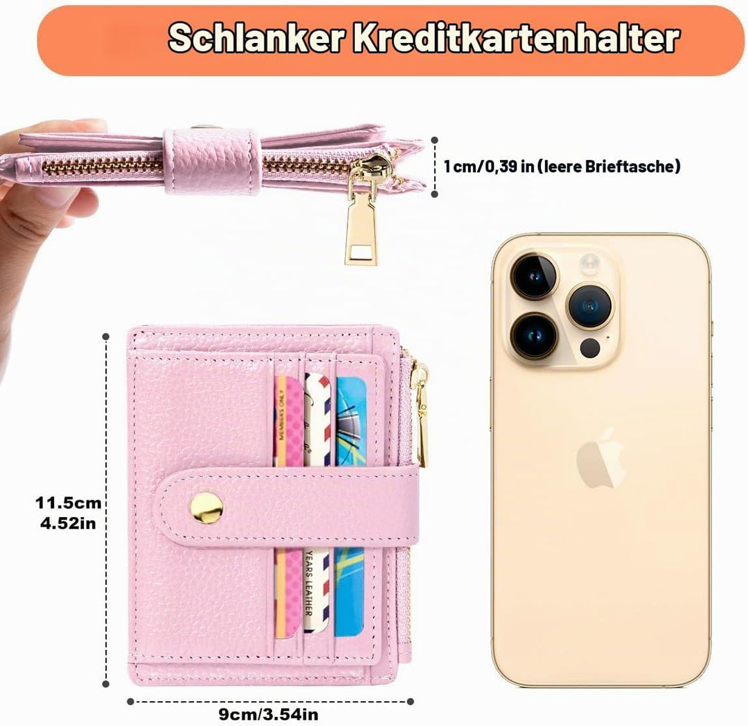 BTNEEU Kreditkartenetui Damen Echtes Leder Geldbörse Damen Klein RFID Schutz Kartenetui mit Münzfach