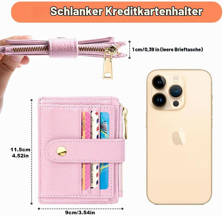 BTNEEU Kreditkartenetui Damen Echtes Leder Geldbörse Damen Klein RFID Schutz Kartenetui mit Münzfach