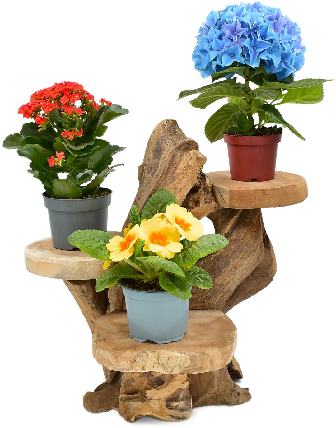 Möbelbörse Teak Blumenständer mit 3 Ablagen Blumenpodest Pflanzentreppe Blumenregal Ständer Blumenho