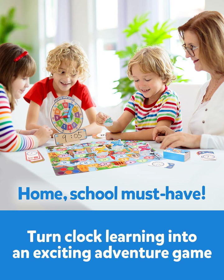 Coogam Wooden Clock Teaching Time Toy, Analog Digital Clock with Fly-Telling Time Board Game, Montes