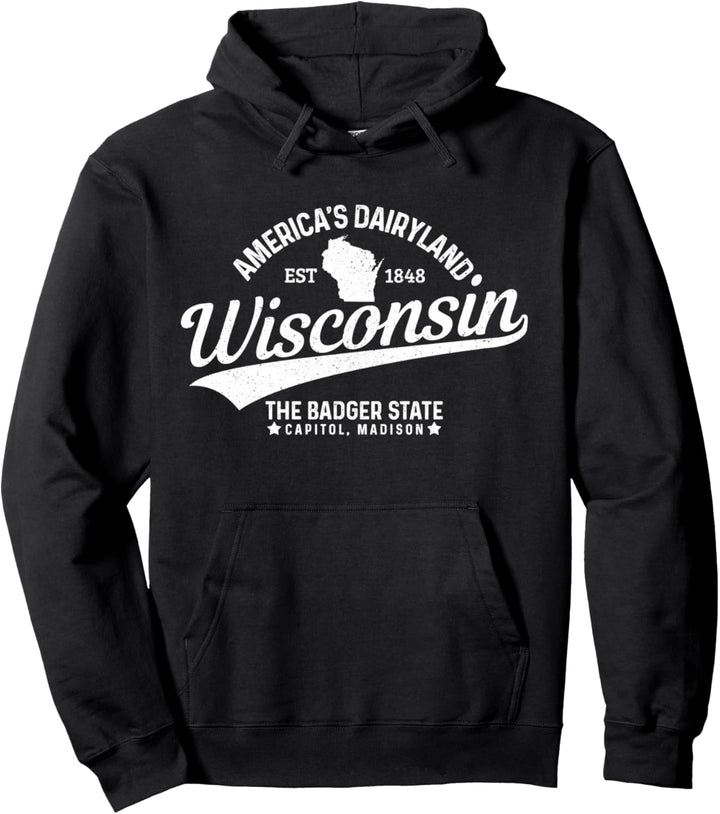 Wisconsin The Badger State EST 1848 Staatskarte, Geschenk Pullover Hoodie