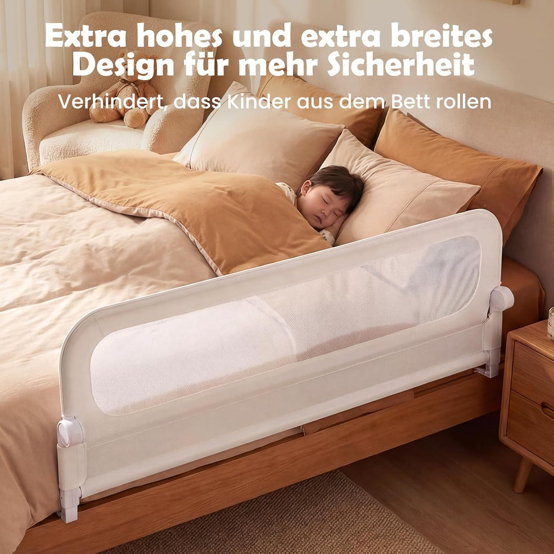 COSTWAY Bettgitter klappbar, 180 x 60 cm Bettschutzgitter mit abnehmbarem Oxford-Bezug, U-förmigem G