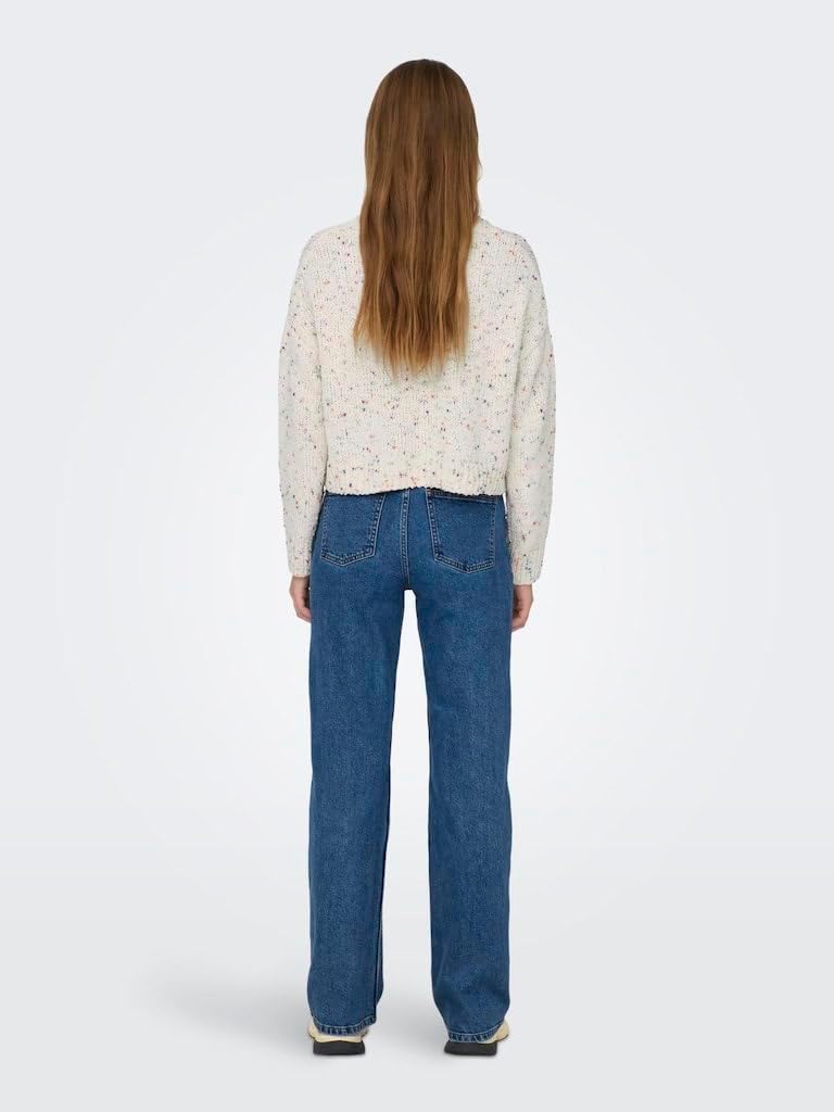 PIECES Damen Onlgracie Ls O-neck Bf Knt L Cloud Dancer/Detail:multi Melange Dots, L Cloud Dancer/Det