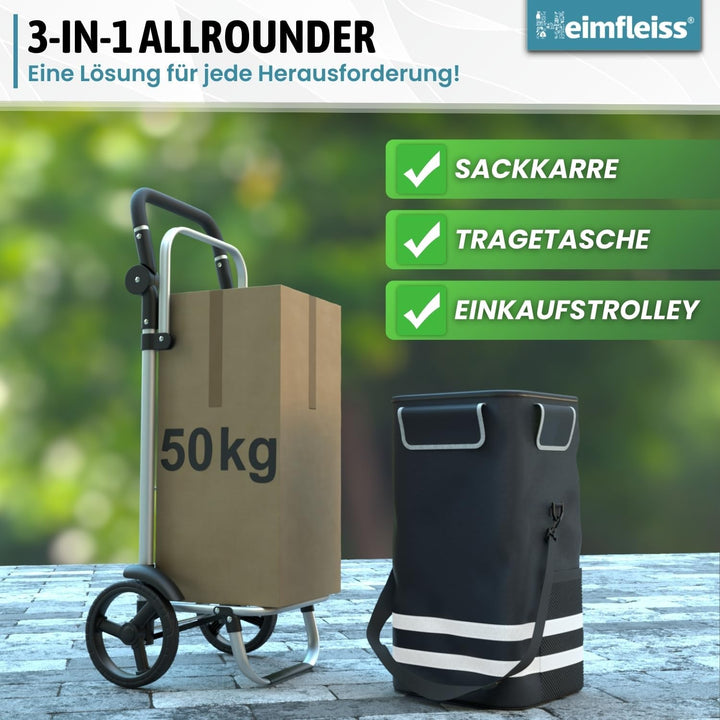 Heimfleiss® Einkaufstrolley klappbar mit 56L Volumen | Einkaufswagen klappbar mit 50kg Traglast | Le