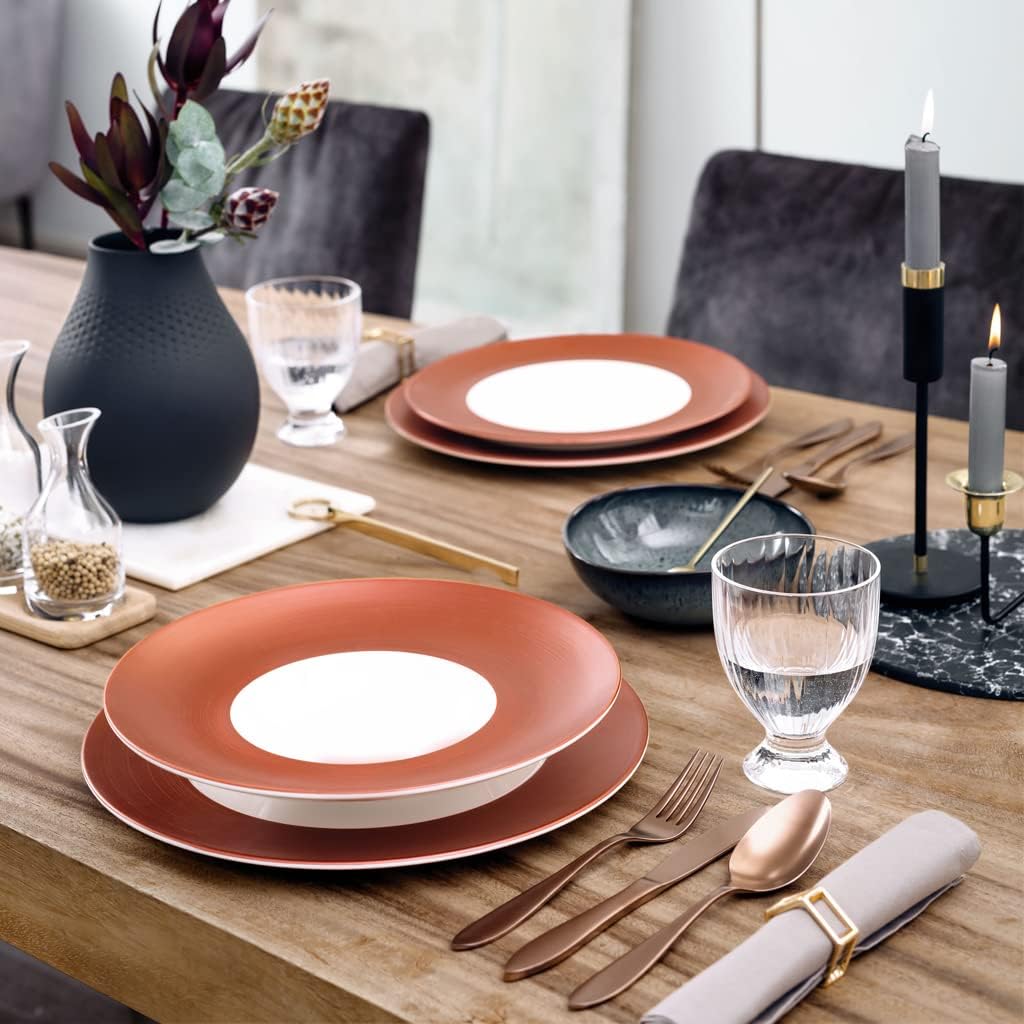 Villeroy und Boch Manufacture Glow Flache Schale, 23 cm, Premium Porzellan, Kupfer Glow Schale flach