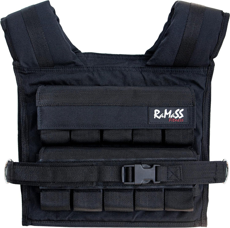 RAMASS Fitness Gewichtsweste, Weight Vest 1kg - 20 kg, herausnehmbare Metall-Gewichte, perfekt für C