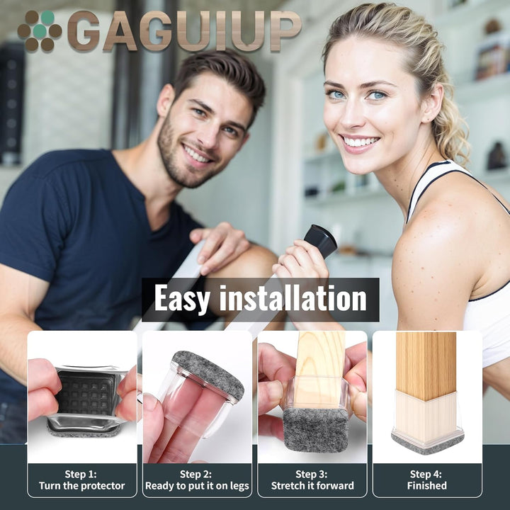 Stuhlbeinkappen rechteckige, Bodenschoner für Stühle, Schutzkappen für Stuhlbeine mit Filz,Silikon S