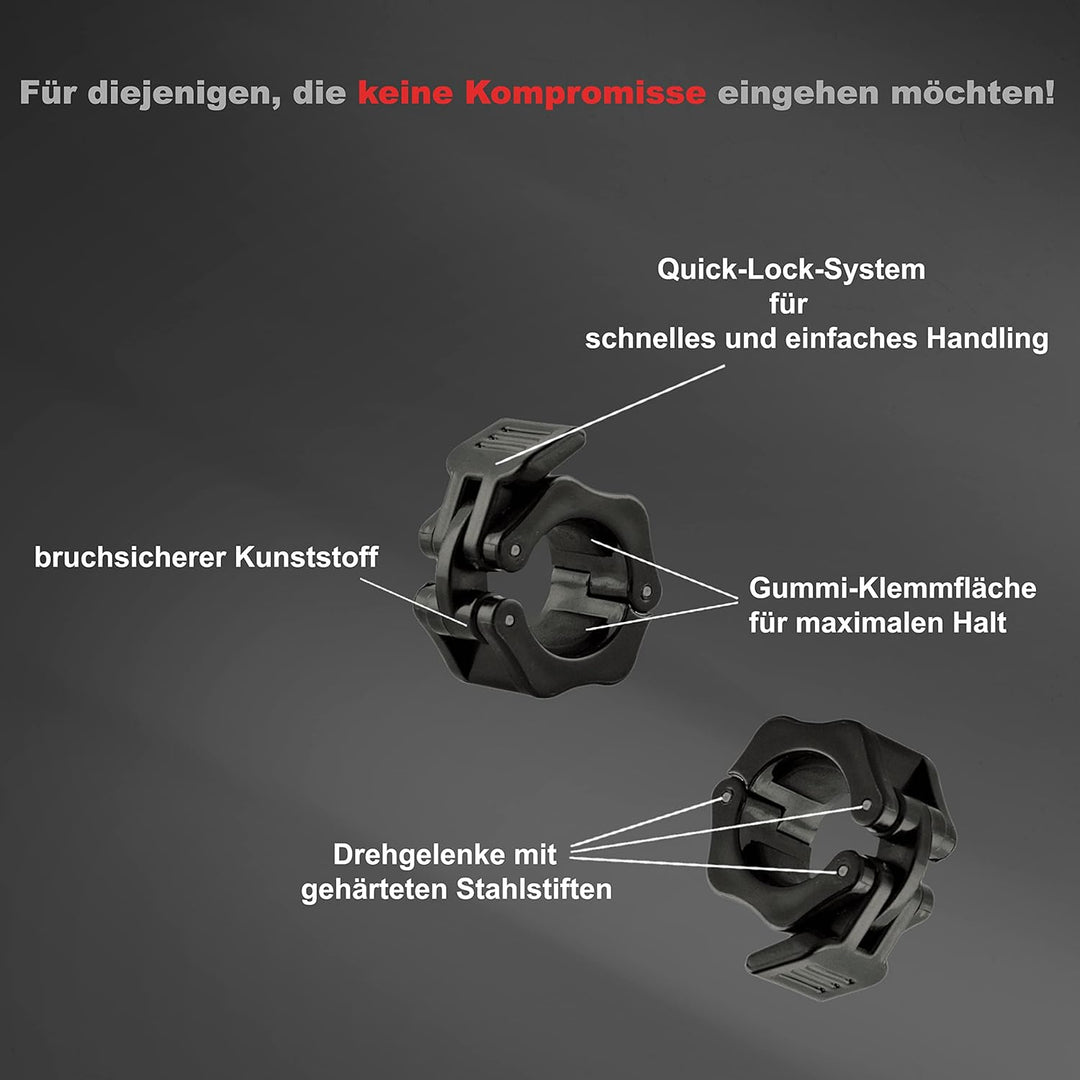 POWER-XTREME Langhantelstange | Hantelstange | 200cm | 30mm | mit Federverschlüssen | glatte Aufnahm
