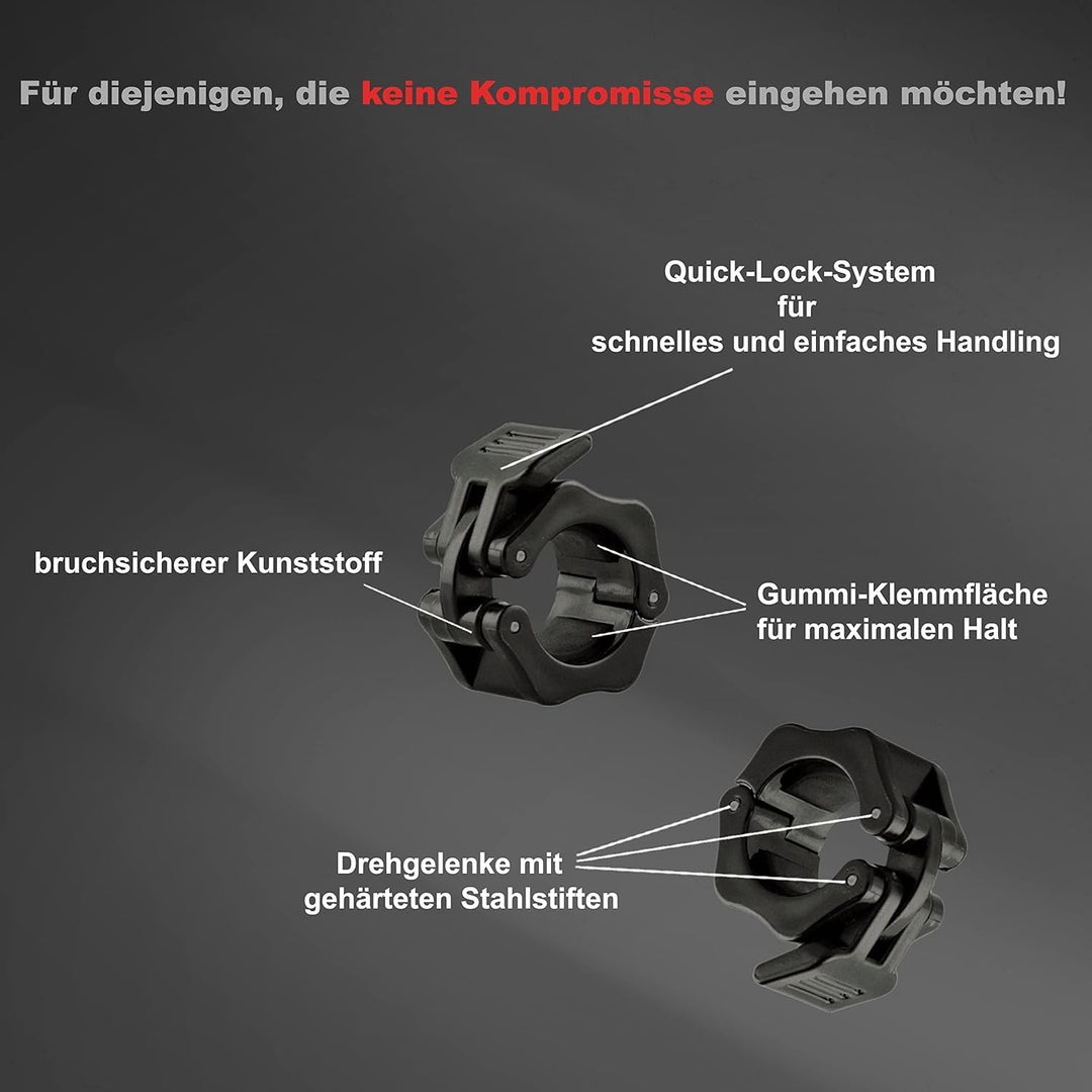 POWER-XTREME Langhantelstange 30mm Hantelstange | 180cm | mit Kompressionsverschlüssen | glatte Aufn
