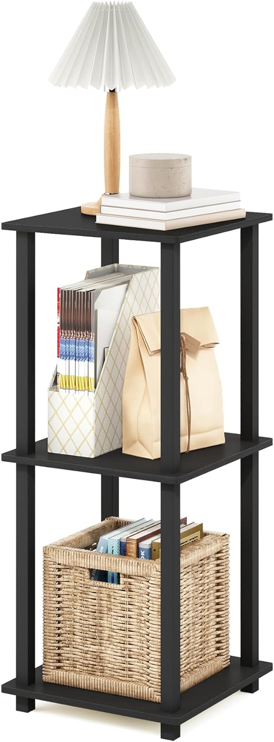 Furinno Simplistic Sofatisch, Couchtisch, Beistelltisch, mit 2 Ebenen, 2-er Set, Americano/Schwarz,