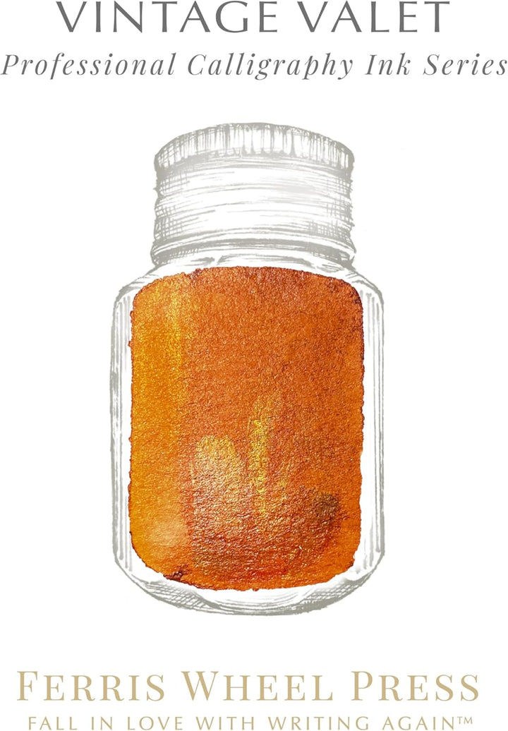 Ferris Wheel Press, Calligraphy Ink, Burnt orange with gold shimmer, 28ml, Burnt orange with gold sh