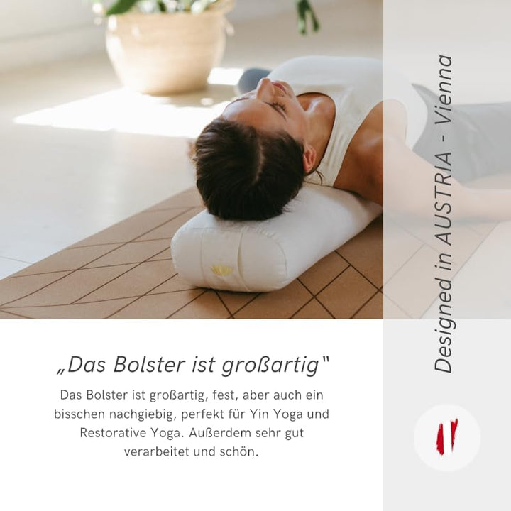 Lotuscrafts® Bolster Yoga Nackenrolle für Yin, 100% Kapok Füllung, Bezug aus Baumwolle waschbar, Kis