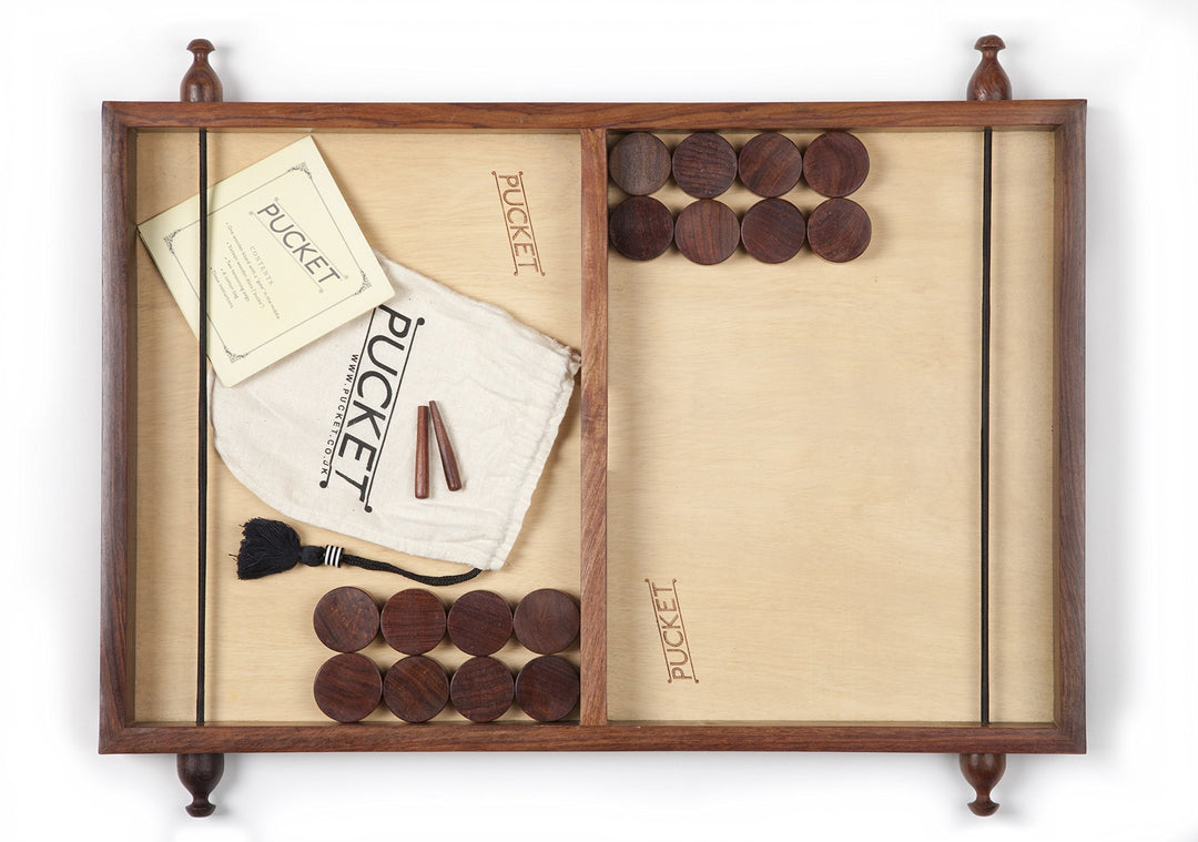 ET Games Pucket – Brettspiel Aus Holz – Katapult- Und Scheibenherausforderung Für Zwei Spieler –