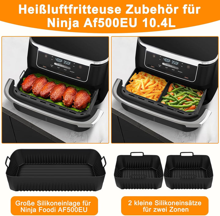 Heissluftfritteuse Zubehör für Ninja Af500EU 10,4 L, 3 Stück Silikonform Für Heissluftfritteuse Zube