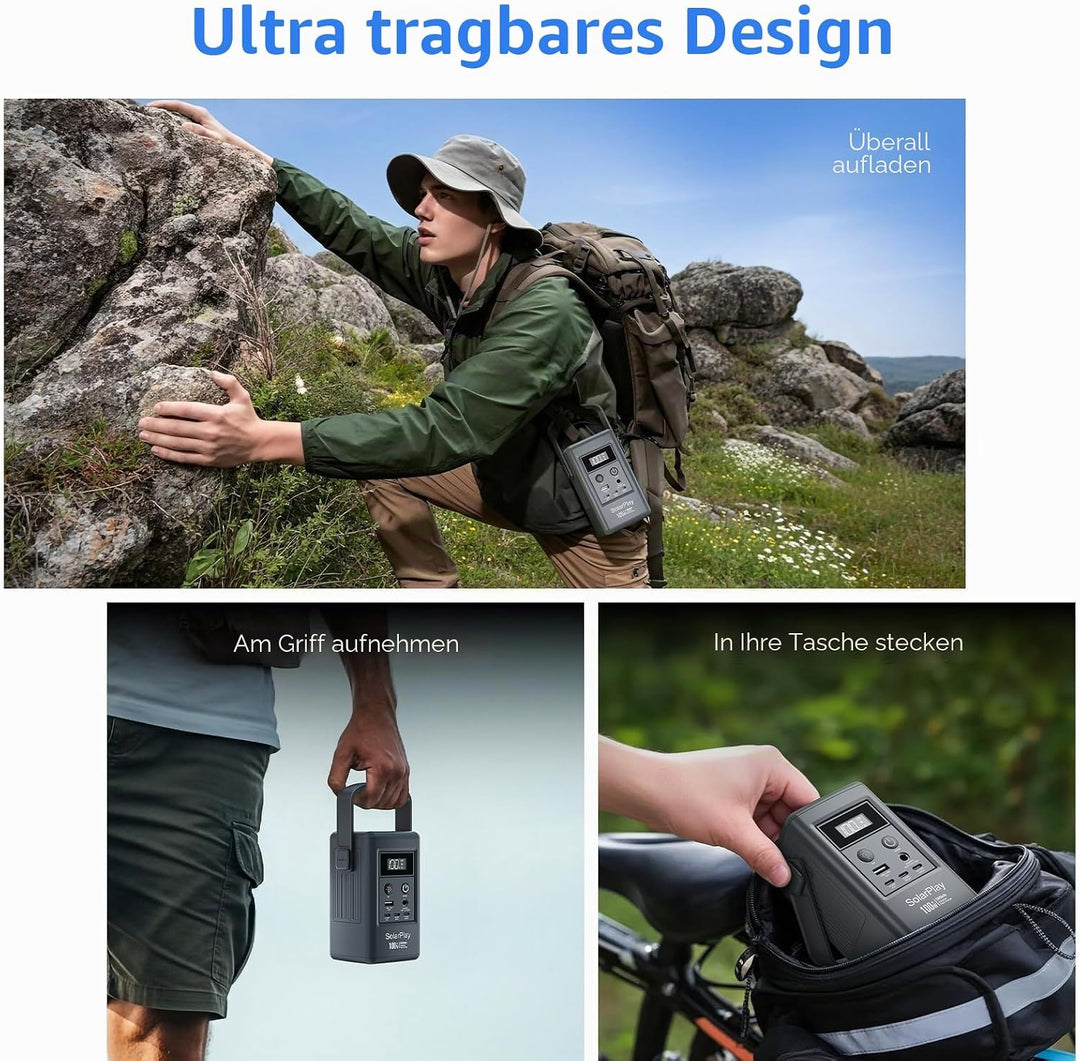 SOLARPLAY 25000mAh Power Bank, 92.5Wh Tragbares Ladegerät, 100W Power Bank Schnellladung für Männer