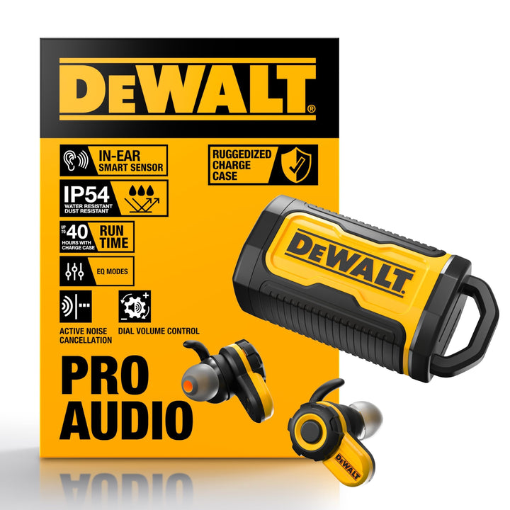 DEWALT Jobsite Pro X2 True Wireless Earbuds – Bluetooth 5.3 Kopfhörer mit Active Noise Cancelling, I