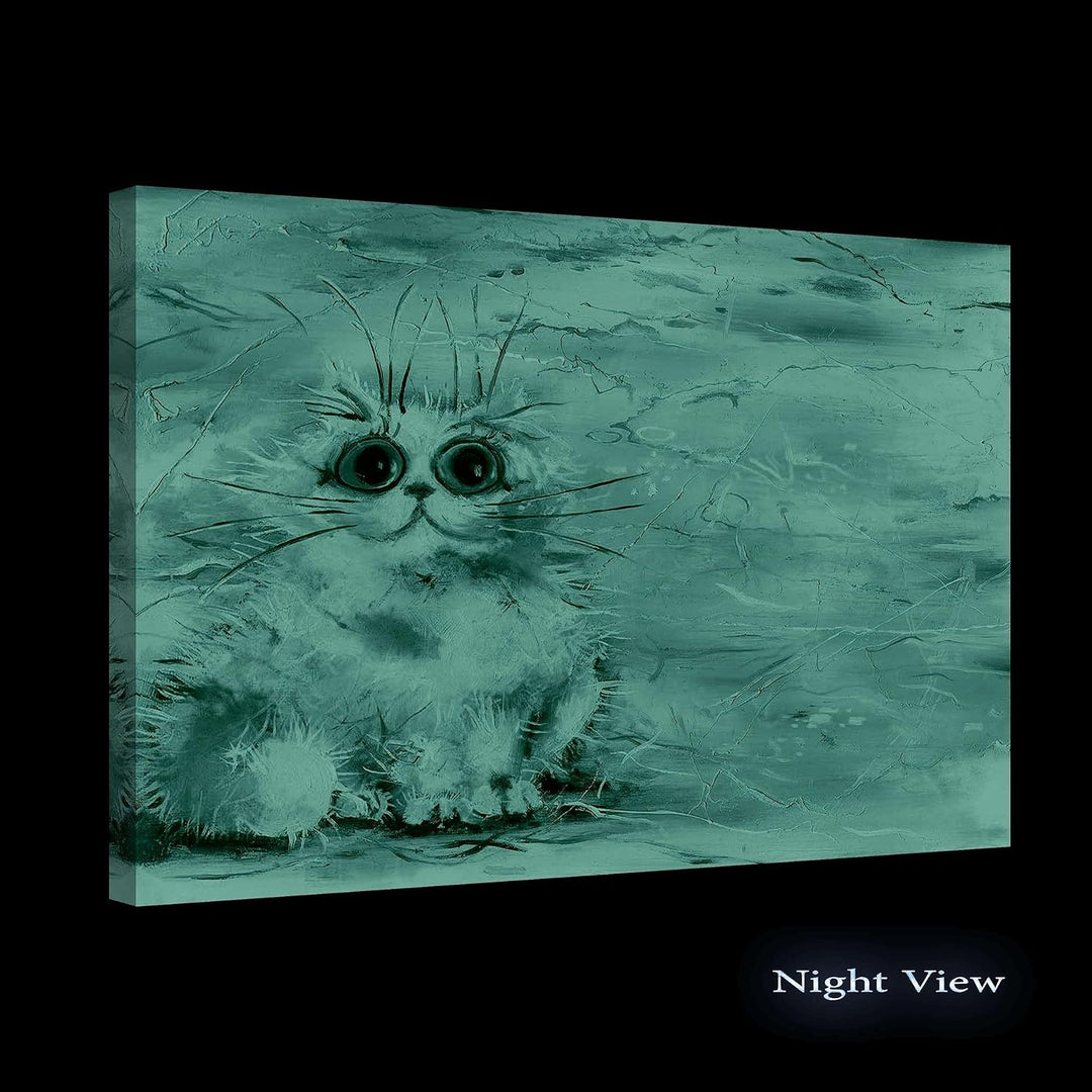 Startonight Bilder Nette Farbige Katze für Kinder, Leinwandbilder Moderne Kunst, Tiere Wanddeko Kuns