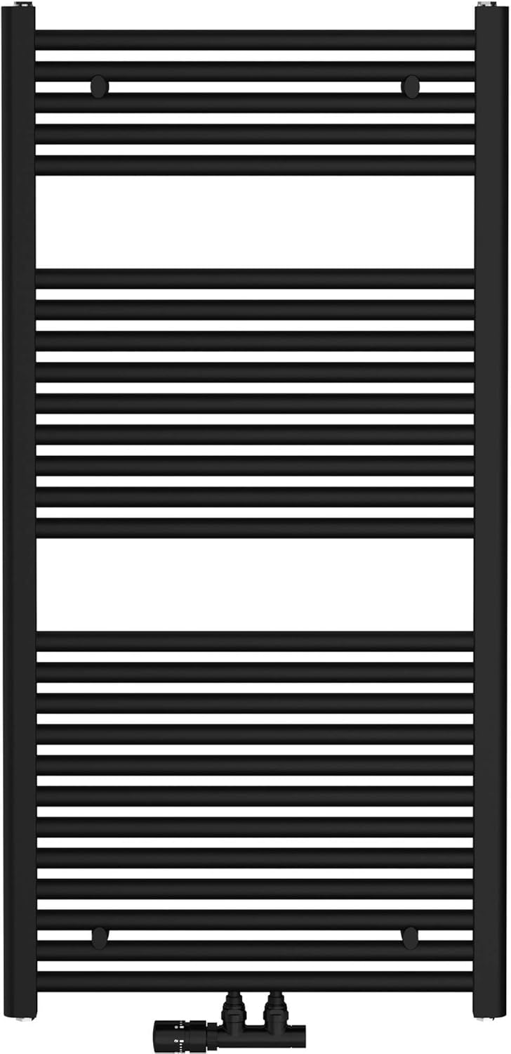 Badheizkörper Cole Matt Schwarz 60x120 cm 701W - Design Heizkörper Handtuchwärmer Handtuchtrockner H