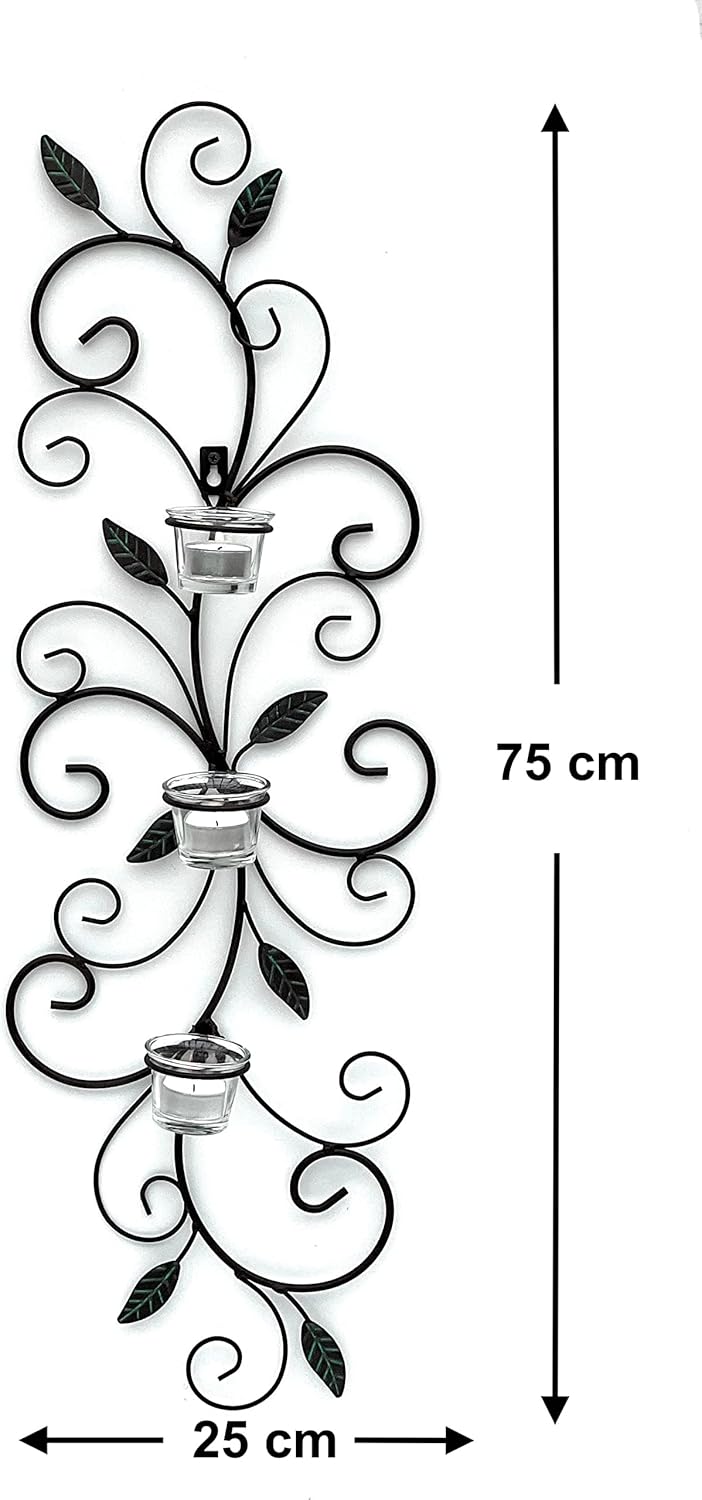 DanDiBo Teelichthalter Metall Wand Braun 131001 Wandteelichthalter 75 cm Wandleuchter Kerzenhalter W