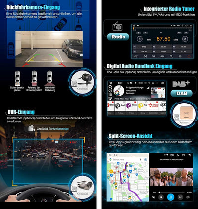Erisin Android 10.0 Autoradio mit Navi GPS DVD Player für VW Golf 5/6 Polo Passat Tiguan Touran Cadd