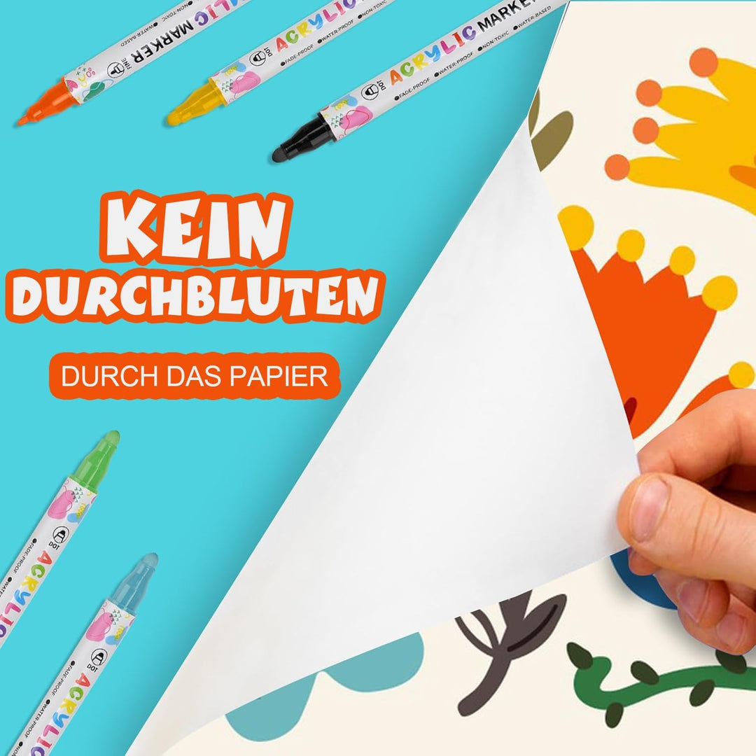 KEMYR 72 Farben Acrylstifte Set mit Doppelspitze, Acrylmarker Wasserfeste für Steine, Holz, Glas & P