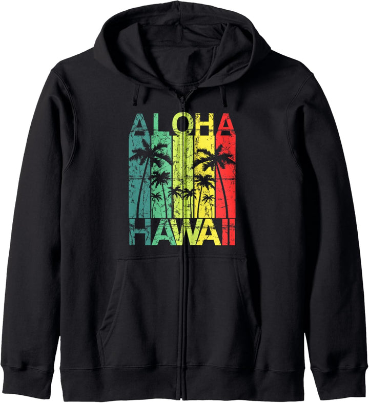 Aloha Hawaii T-Shirt Retro Surfer Palmen Insel Vintage Kapuzenjacke
