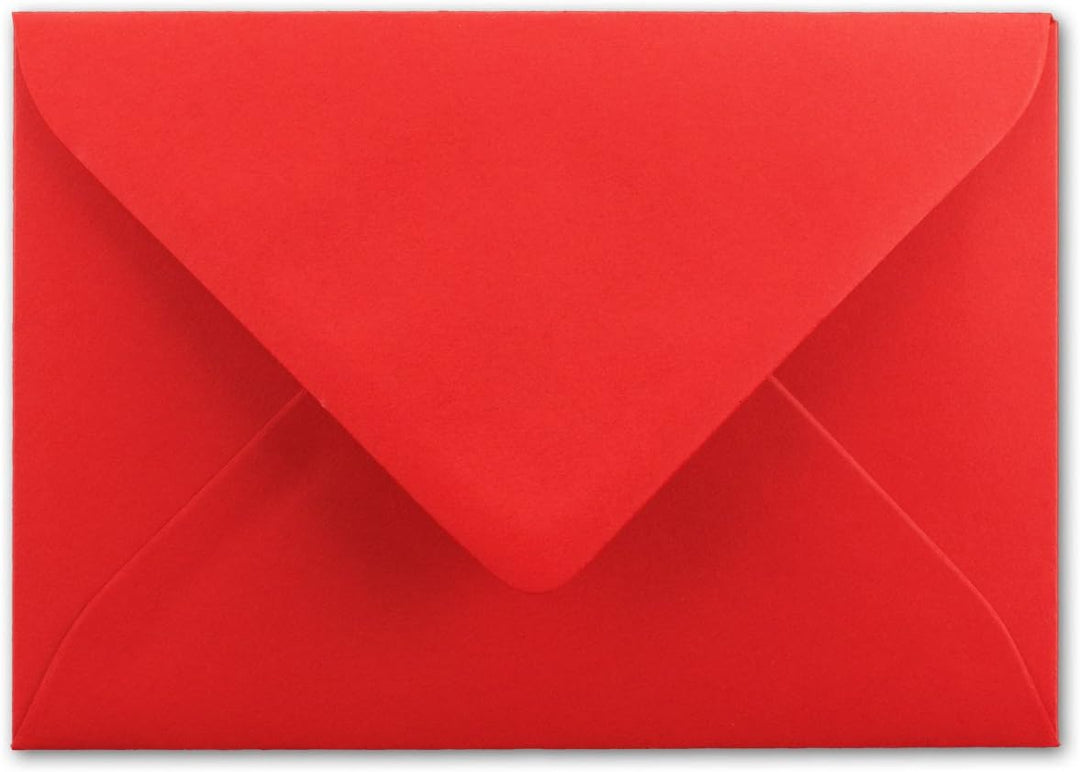 300x Brief-Umschläge leuchtendes Rot - 80 g/m² - Kuverts in DIN B6 Format 12,5 x 17,6 cm - Nassklebu