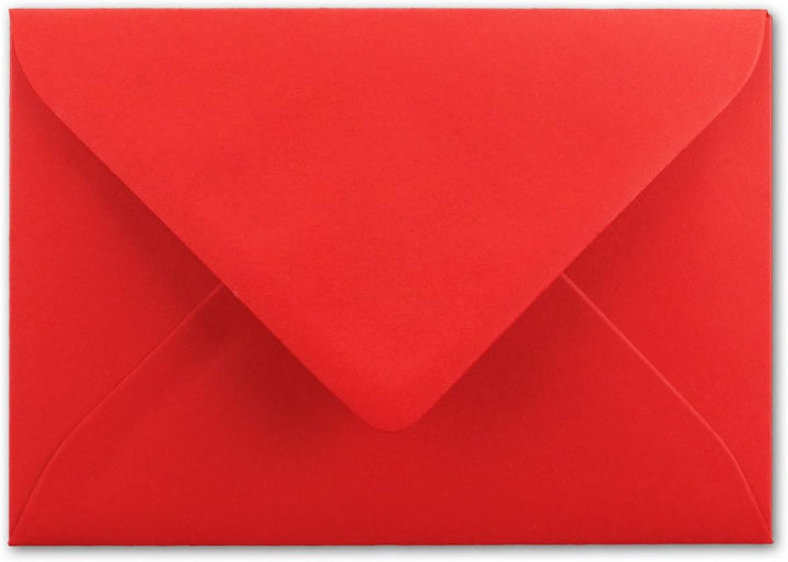 1000x Brief-Umschläge leuchtendes Rot - 80 g/m² - Kuverts in DIN B6 Format 12,5 x 17,6 cm - Nasskleb