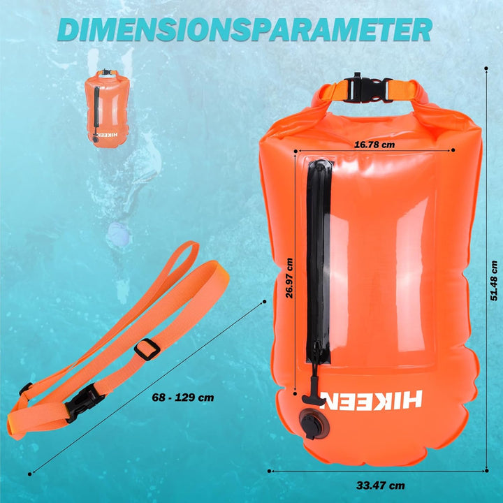 BOOSTEADY Schwimmboje, Trockensack Boje Schwimmen Aufblasbare Trockentasche Swimming Buoy mit Handyt
