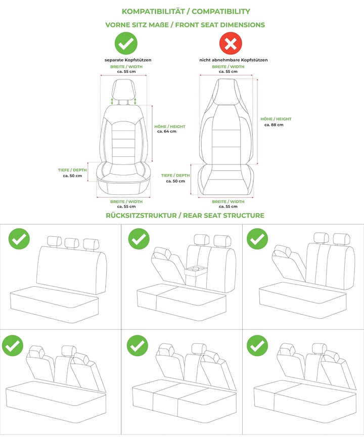 Schonbezüge Sitzbezüge Komplettset für Mitsubishi Space Star Bj 2012-22 in Schwarz/Grau FT4