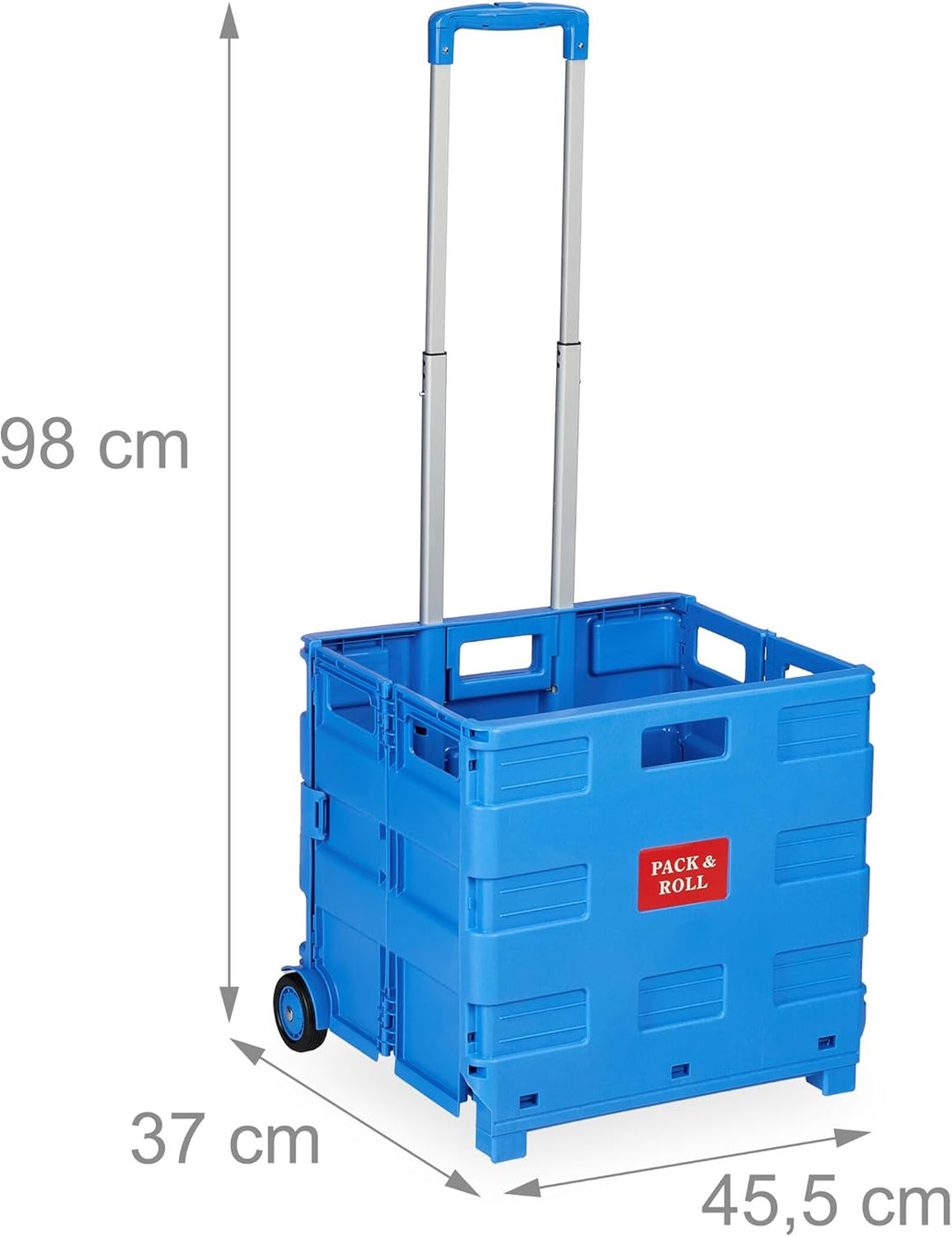 Relaxdays Einkaufstrolley, Klapptrolley mit Rollen & Teleskopgriff, bis 35 kg, Faltbare Einkaufshilf