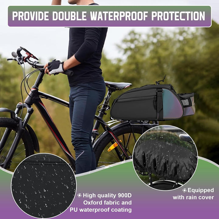 Fahrradtasche für Gepäckträger 10L Satteltaschen für Fahrrad Gepäckträgertasche Wasserdicht Reflekti