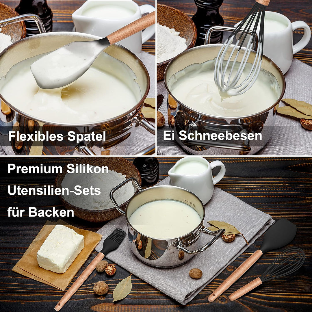 Herogo Küchenutensilien Set, 12 Stück Silikon Küchenhelfer Kochbesteck Set mit Halter, Hitzebeständi